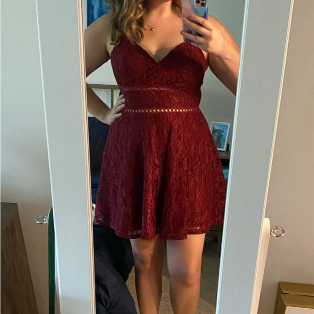 Francesca’s Burgundy Lace Dress